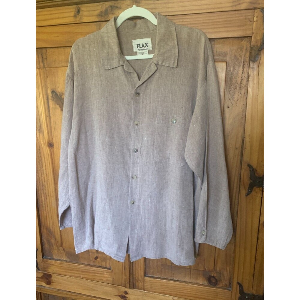 FLAX Vintage Jeanne Engelhart Sz M Heavy Linen Blouse Shirt Jacket Top
